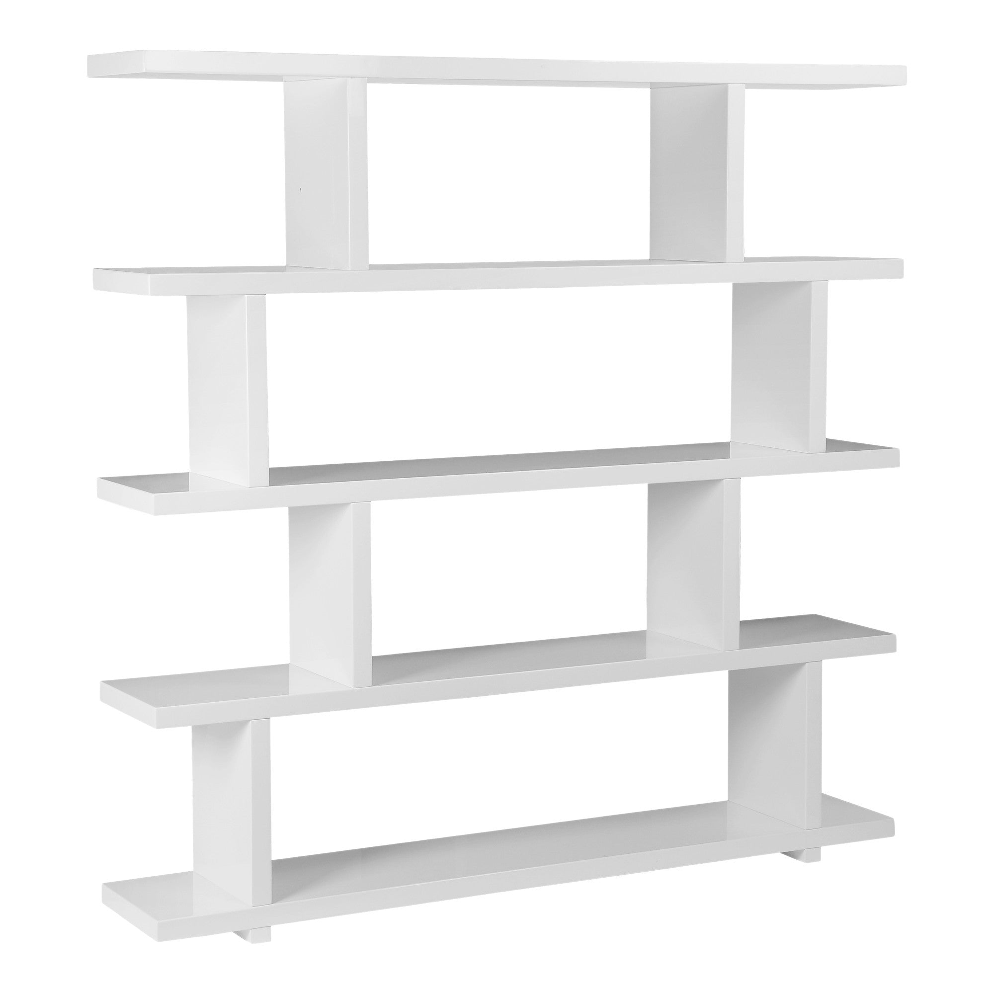 White Wood Five Tier Bookcase