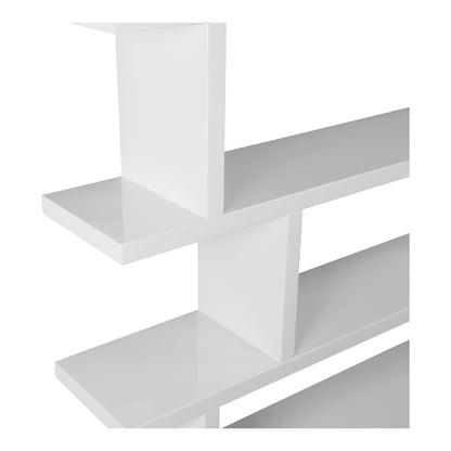 White Wood Five Tier Bookcase