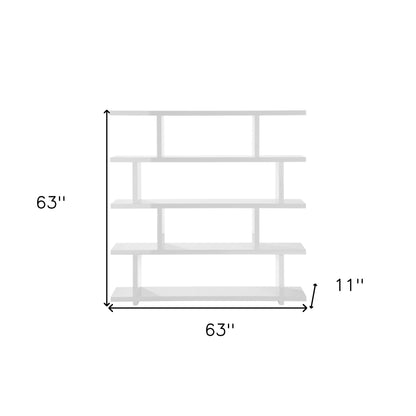 White Wood Five Tier Bookcase
