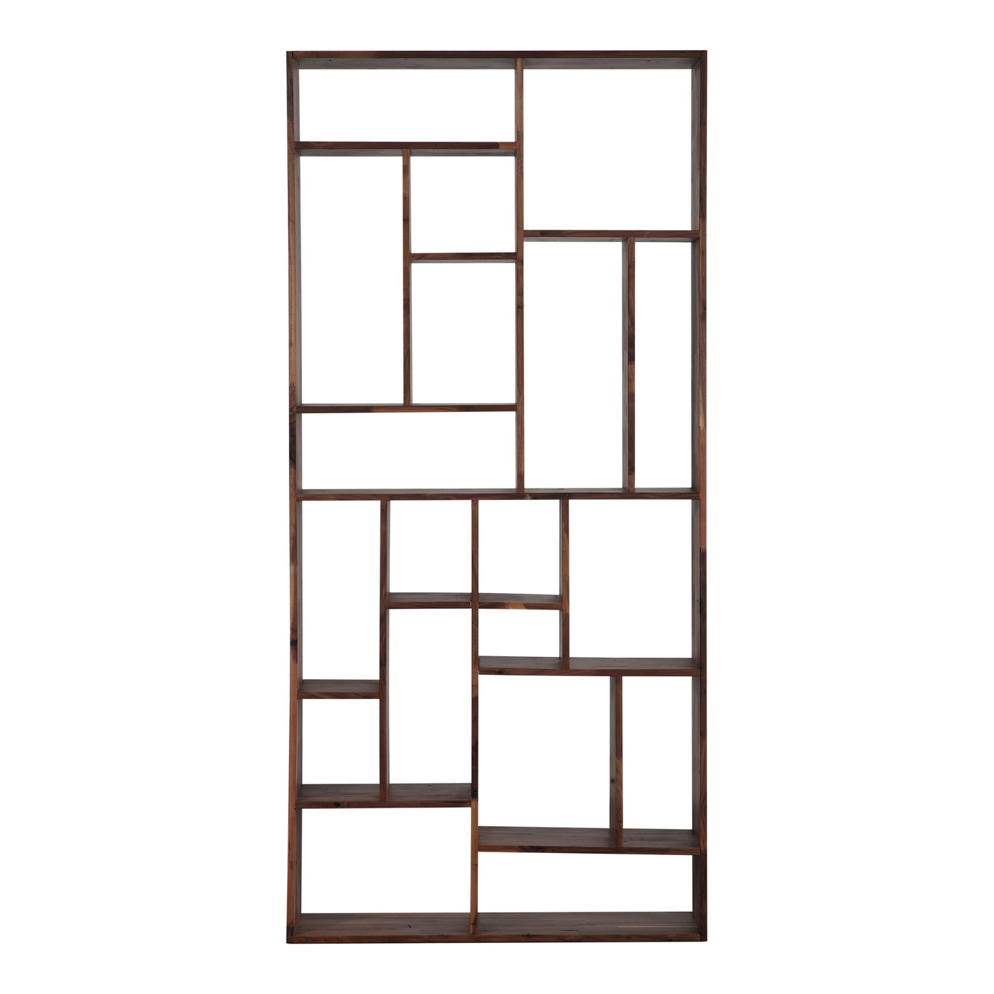 Brown And Natural Wood Ten Tier Bookcase
