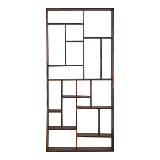 Brown And Natural Wood Ten Tier Bookcase