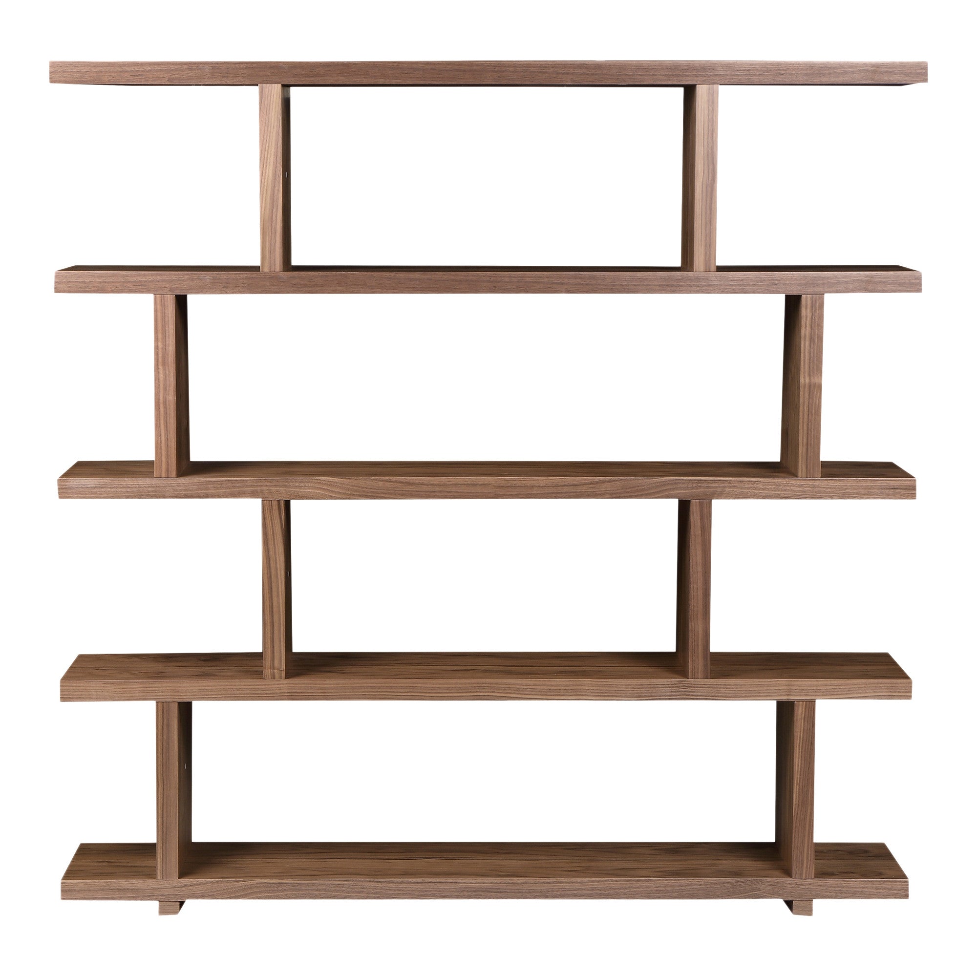 Brown And Natural Wood Five Tier Bookcase