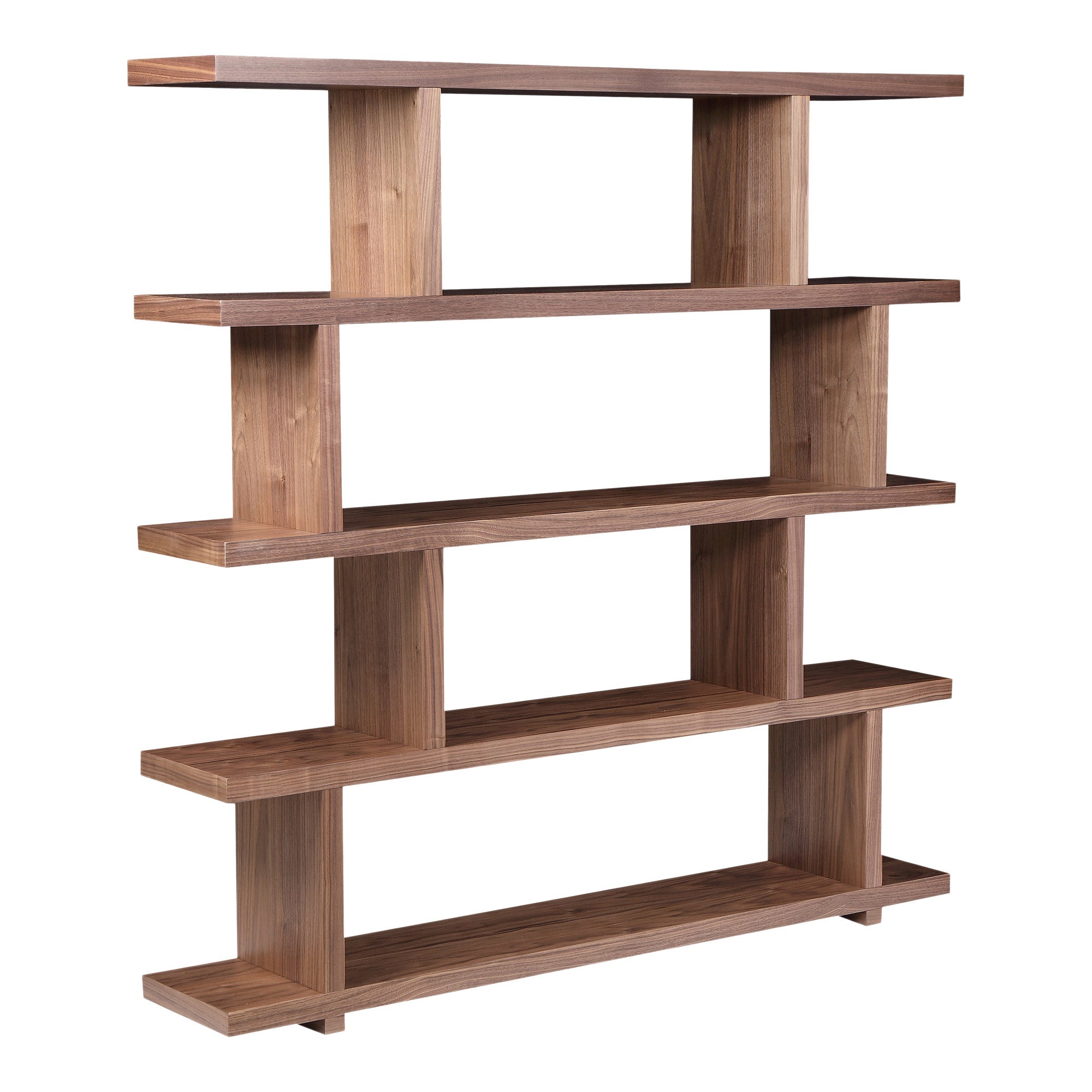 Brown And Natural Wood Five Tier Bookcase