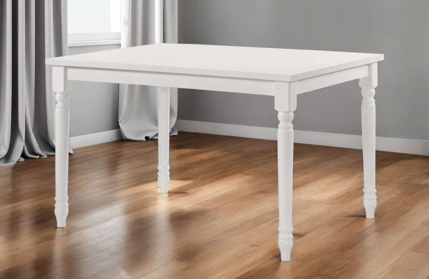 48" White Solid Wood Dining Table