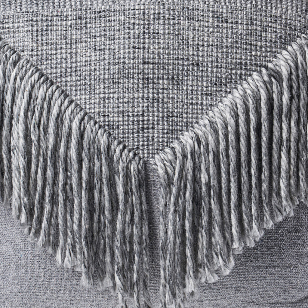 18" Gray Wool Cotton Blend Pouf Ottoman