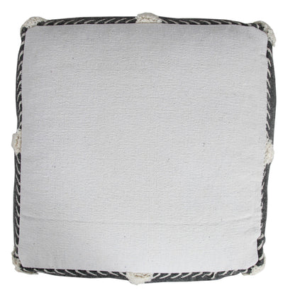 18" Black Cotton Geometric Pouf Ottoman