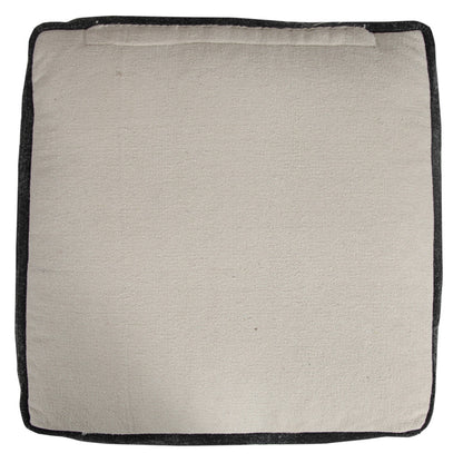 18" Black Cotton Geometric Pouf Ottoman