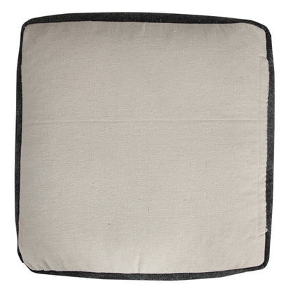 18" Black Cotton Geometric Pouf Ottoman