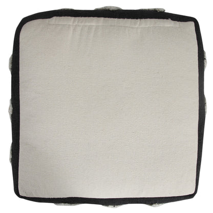 18" Black Cotton Geometric Pouf Ottoman