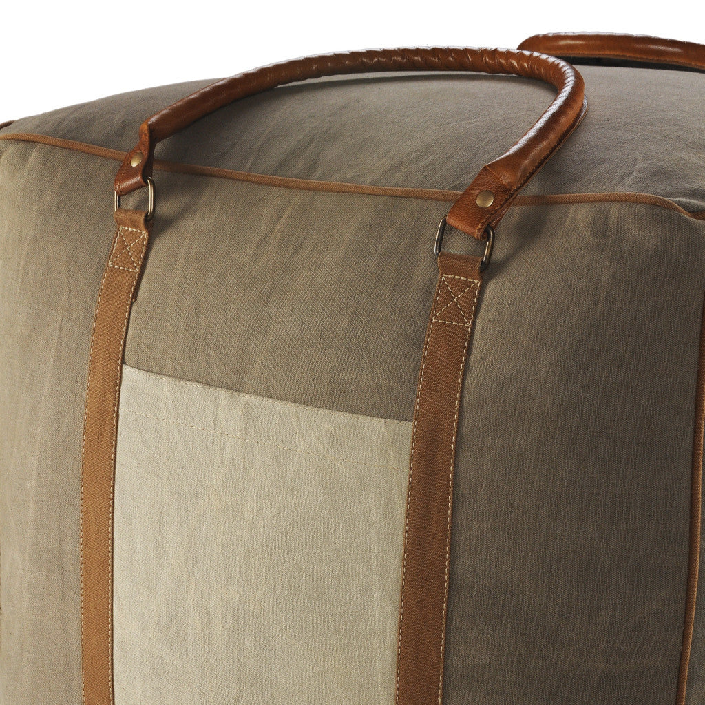 20" Gray Cotton Blend Ottoman