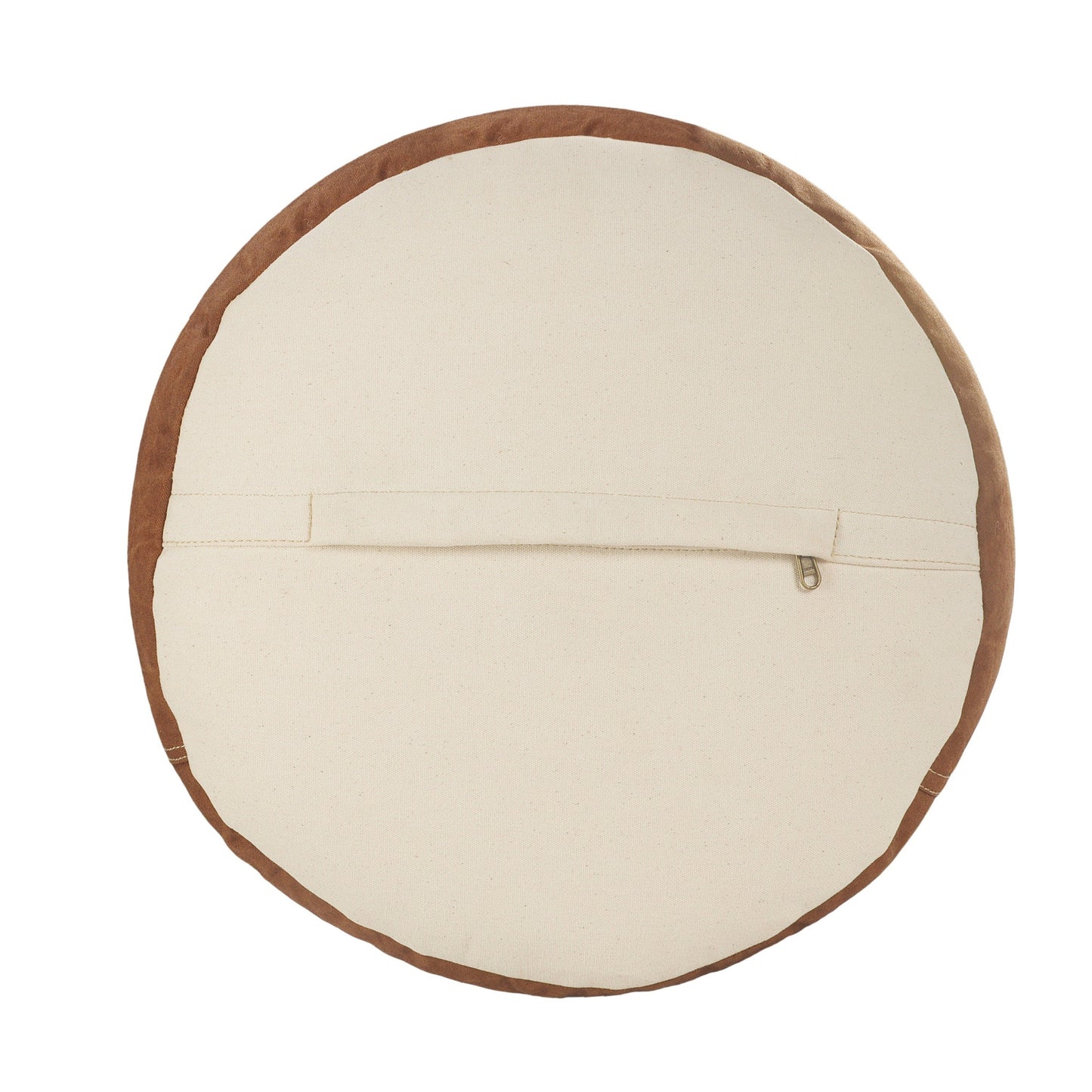 16" Tan Cotton Cylinder Striped Pouf Ottoman