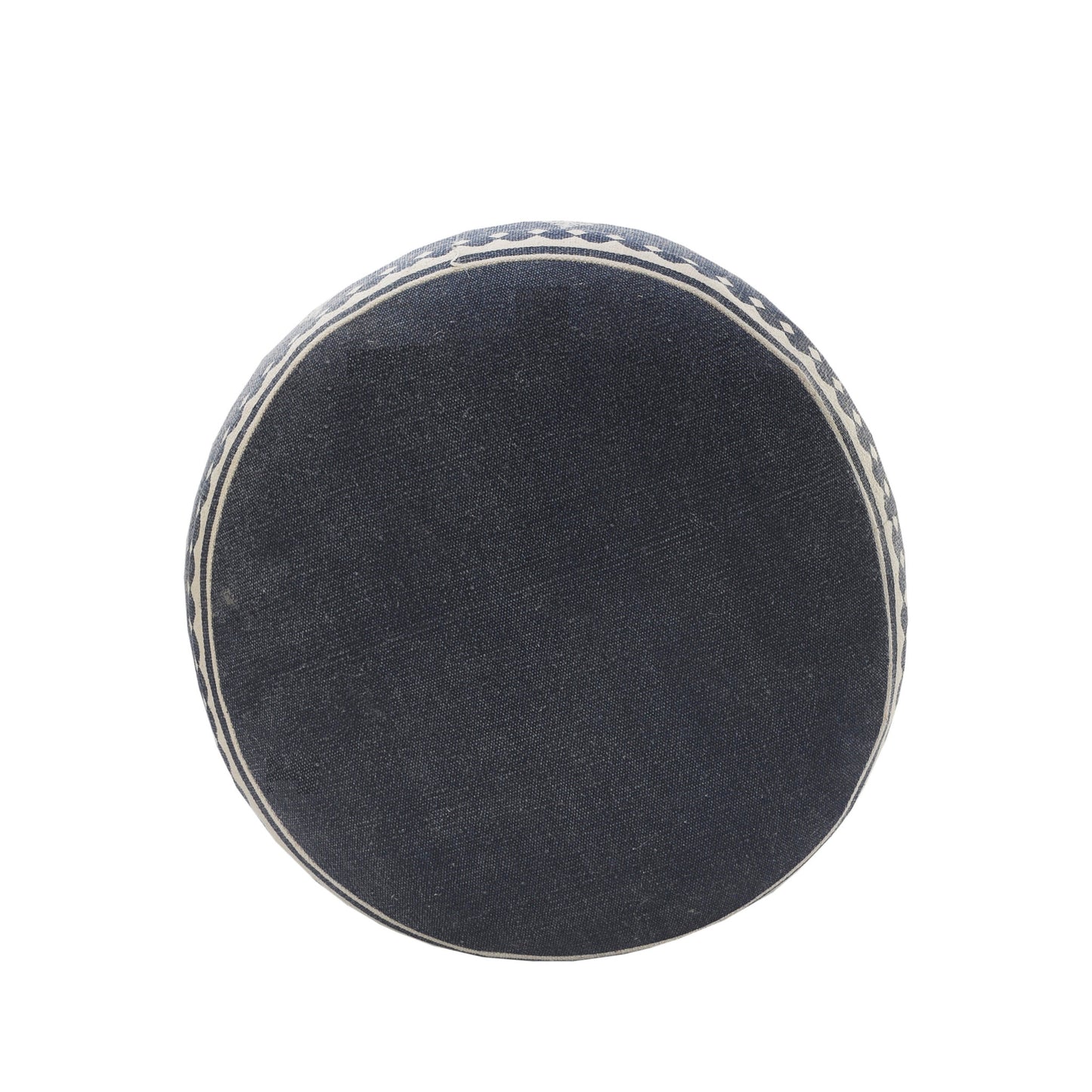 18" Blue Cotton Cylinder Paisley Pouf Ottoman