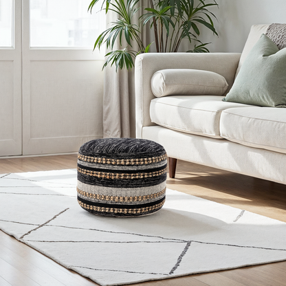 18" x 18" x 14" " Black Pouff