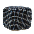 16" Black Fabric Geometric Pouf Ottoman