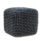 16" Black Fabric Geometric Pouf Ottoman
