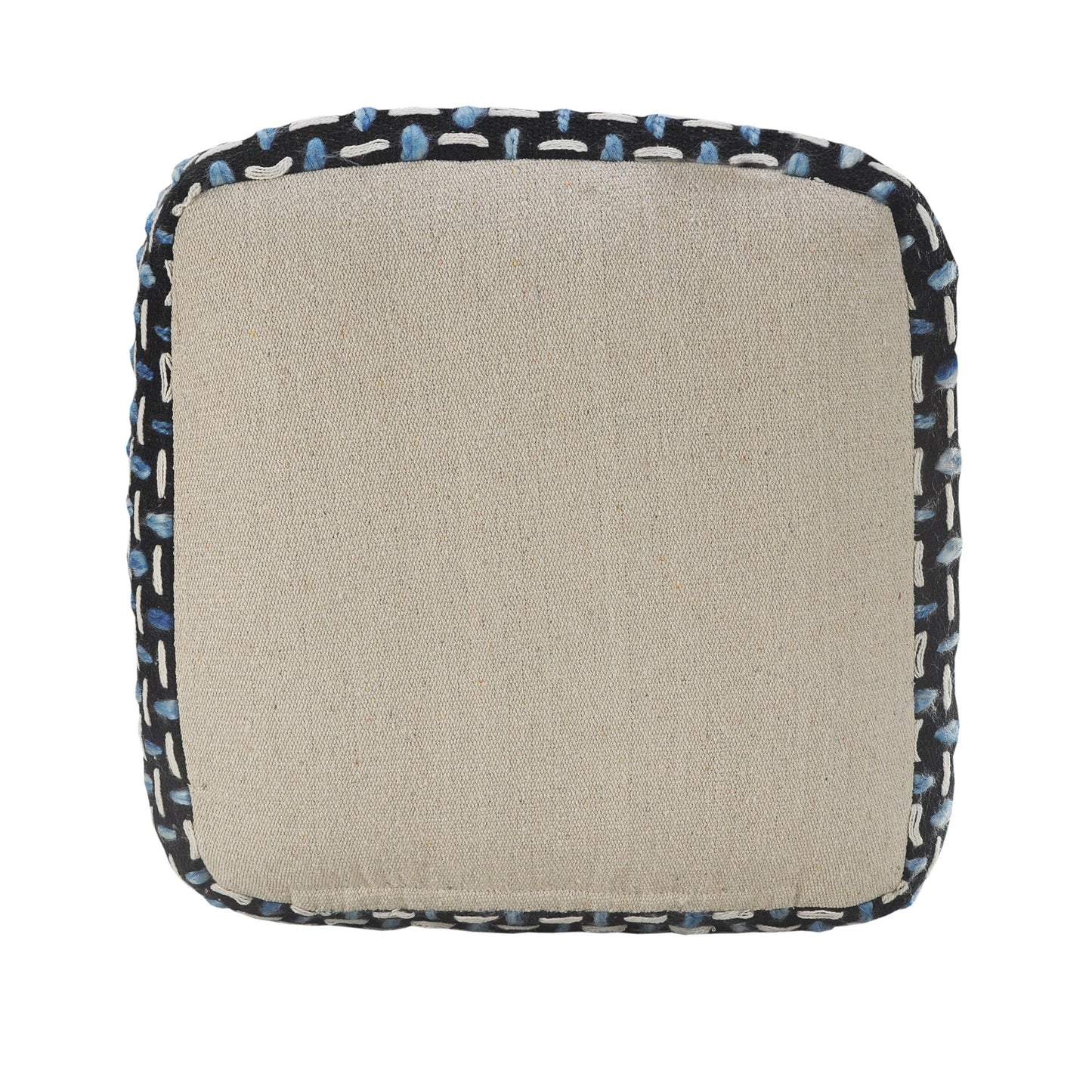 16" Black Fabric Geometric Pouf Ottoman