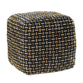 16" Black Fabric Geometric Pouf Ottoman