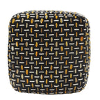 16" Black Fabric Geometric Pouf Ottoman