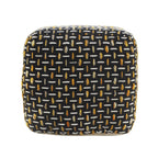 16" Black Fabric Geometric Pouf Ottoman