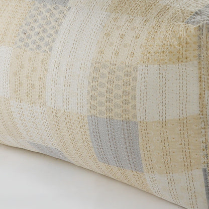 48" Cream Cotton Patchwork Pouf Ottoman