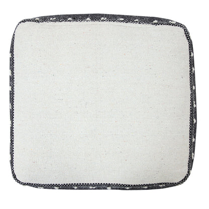 18" White Cotton Striped Pouf Ottoman