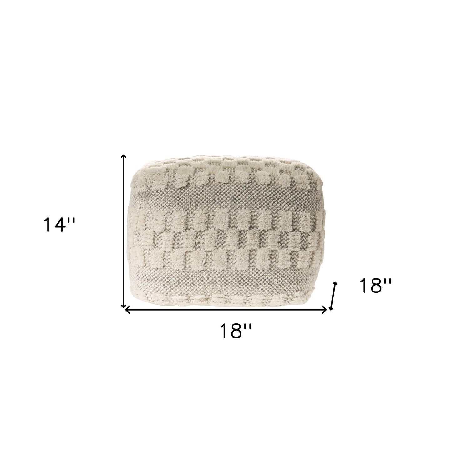 18" Beige Geometric Pouf Ottoman