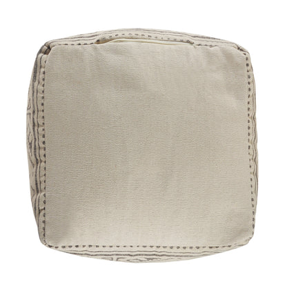 20" Beige Cotton Tribal Pouf Ottoman