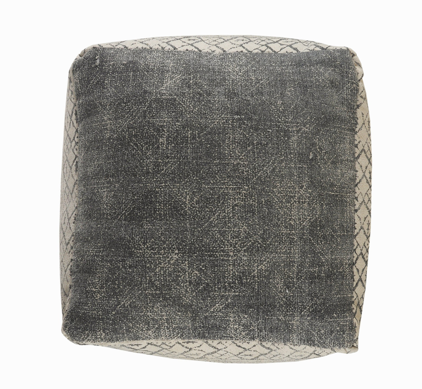 20" Cream Cotton Tribal Pouf Ottoman