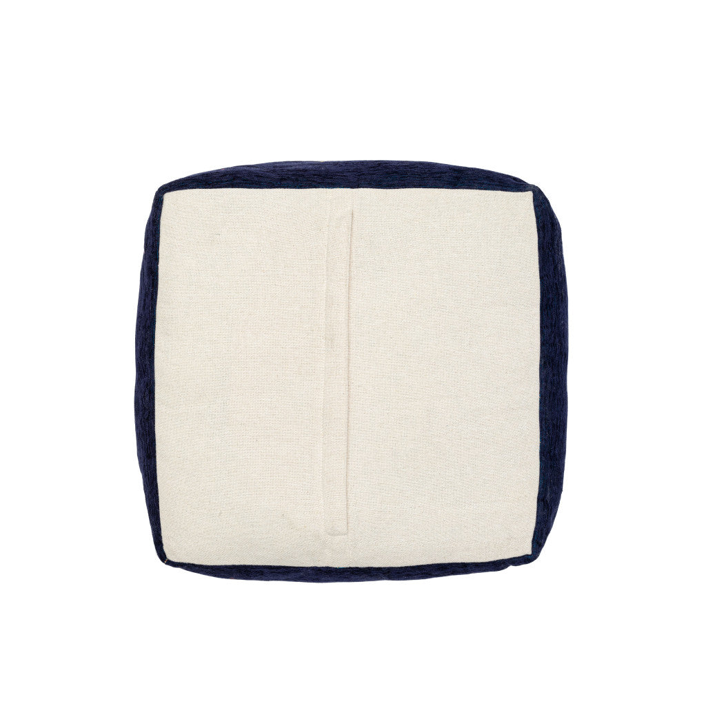 18" Blue Medallion Pouf Ottoman