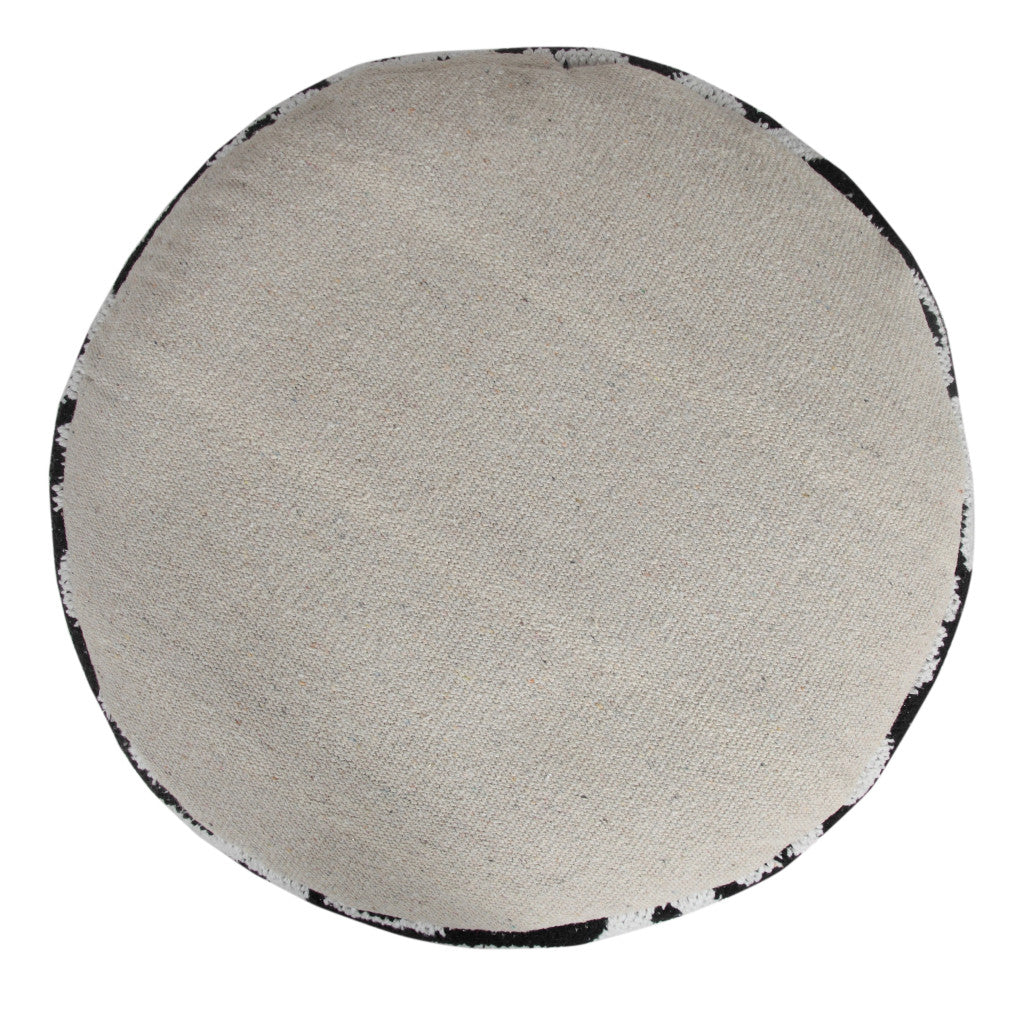 18" Black Cylinder Abstract Pouf Ottoman