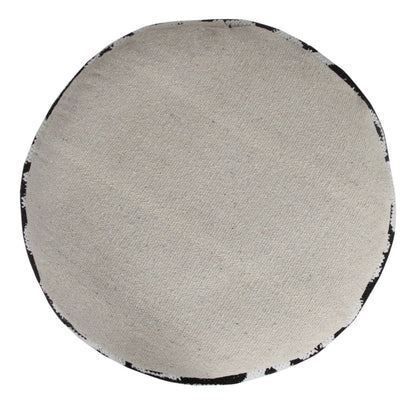 18" Black Cylinder Abstract Pouf Ottoman