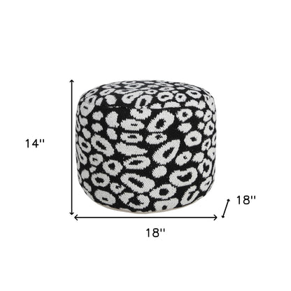 18" Black Cylinder Abstract Pouf Ottoman