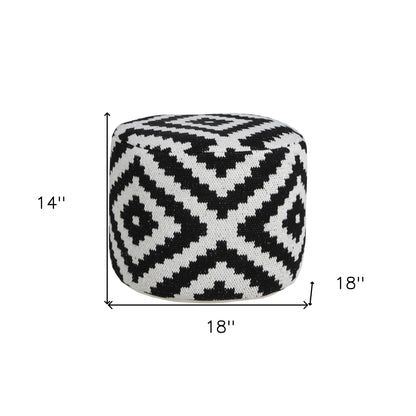 18" Black Cylinder Geometric Pouf Ottoman