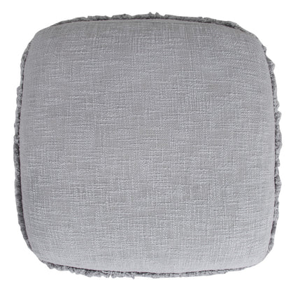 18" Gray Cotton Striped Pouf Ottoman
