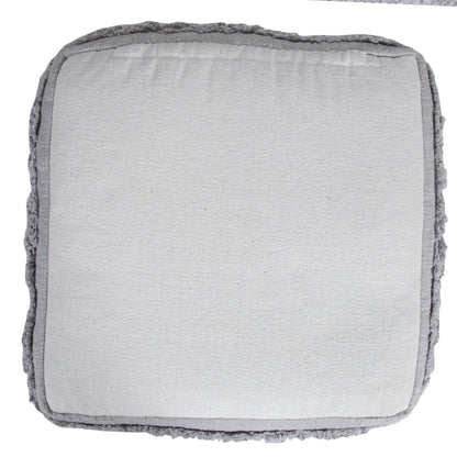 18" Gray Cotton Striped Pouf Ottoman
