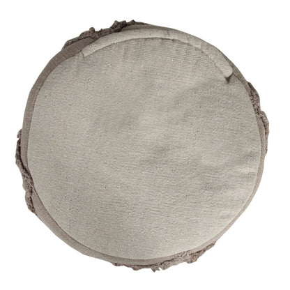 18" Brown Cotton Cylinder Geometric Pouf Ottoman