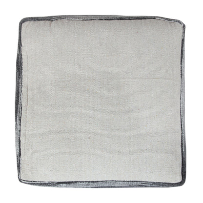 18" Gray Cotton Striped Pouf Ottoman