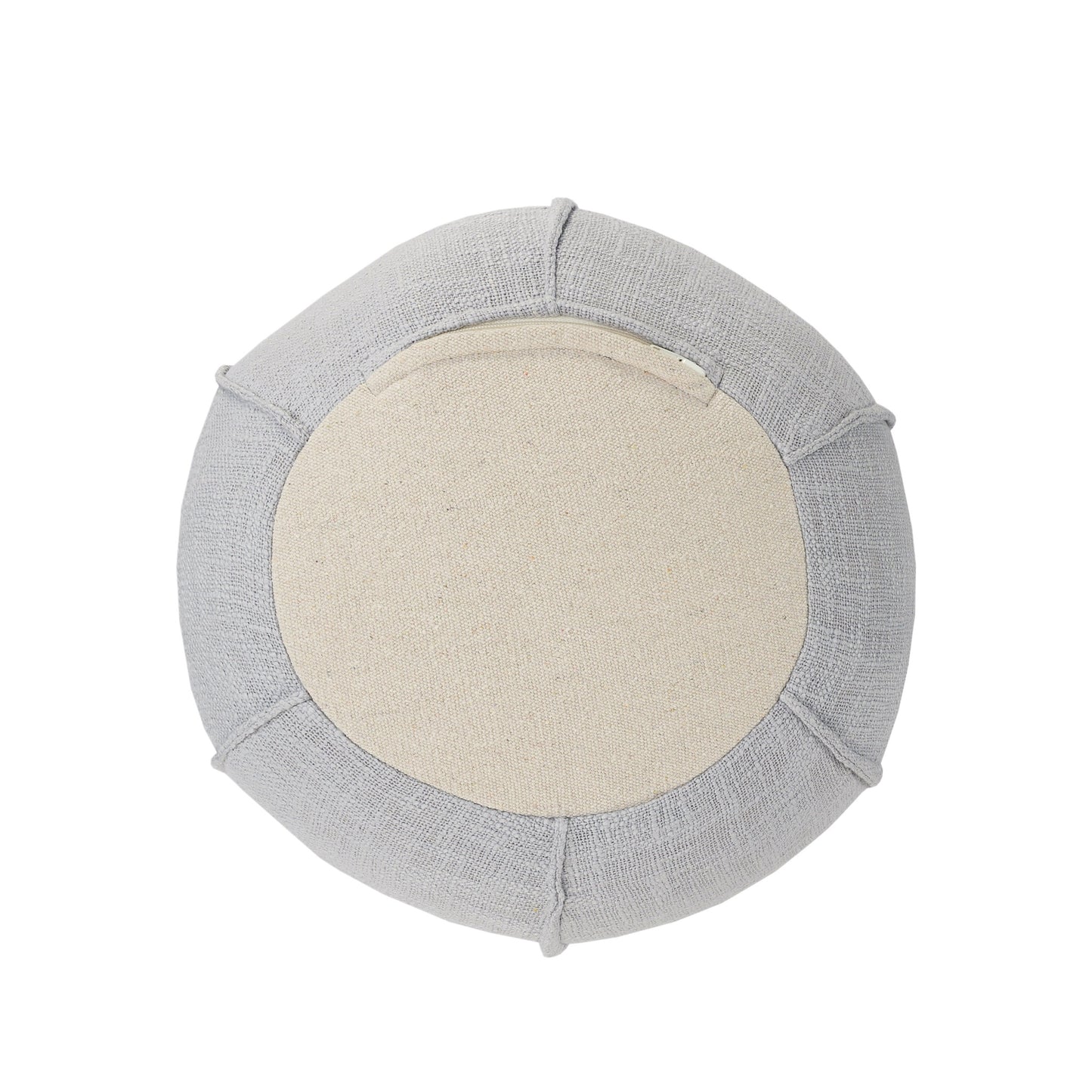 18" Gray Cotton Round Patchwork Pouf Ottoman