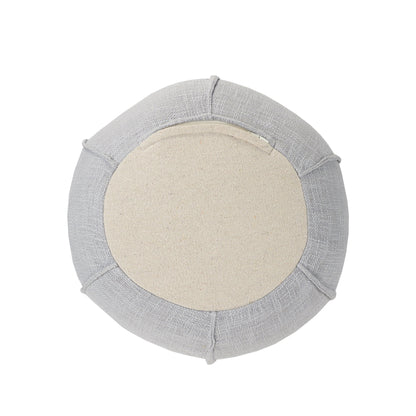 18" Gray Cotton Round Patchwork Pouf Ottoman