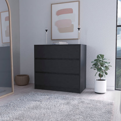 33" Black Three Drawer Dresser