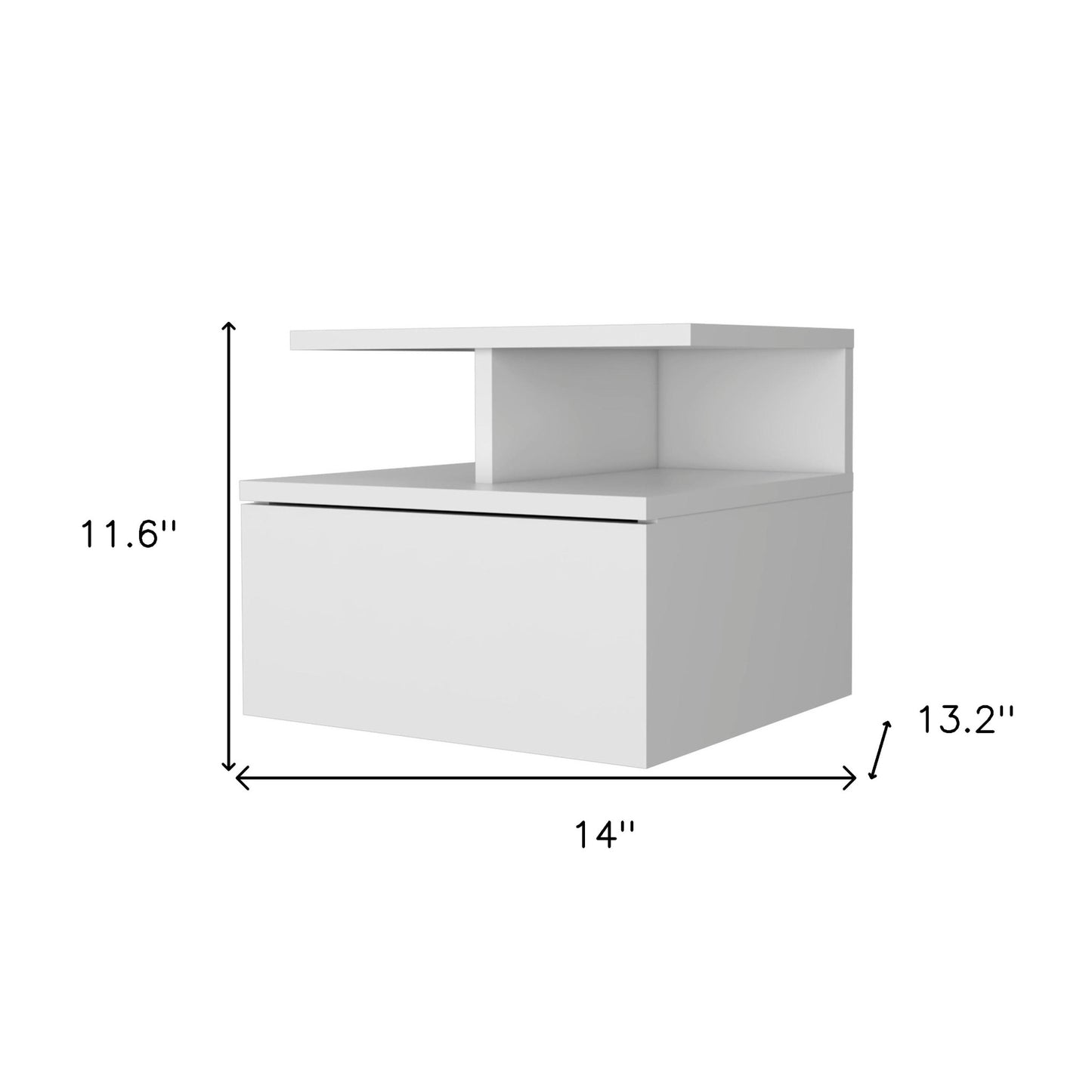 12" Wood One Drawer Floating Nightstand