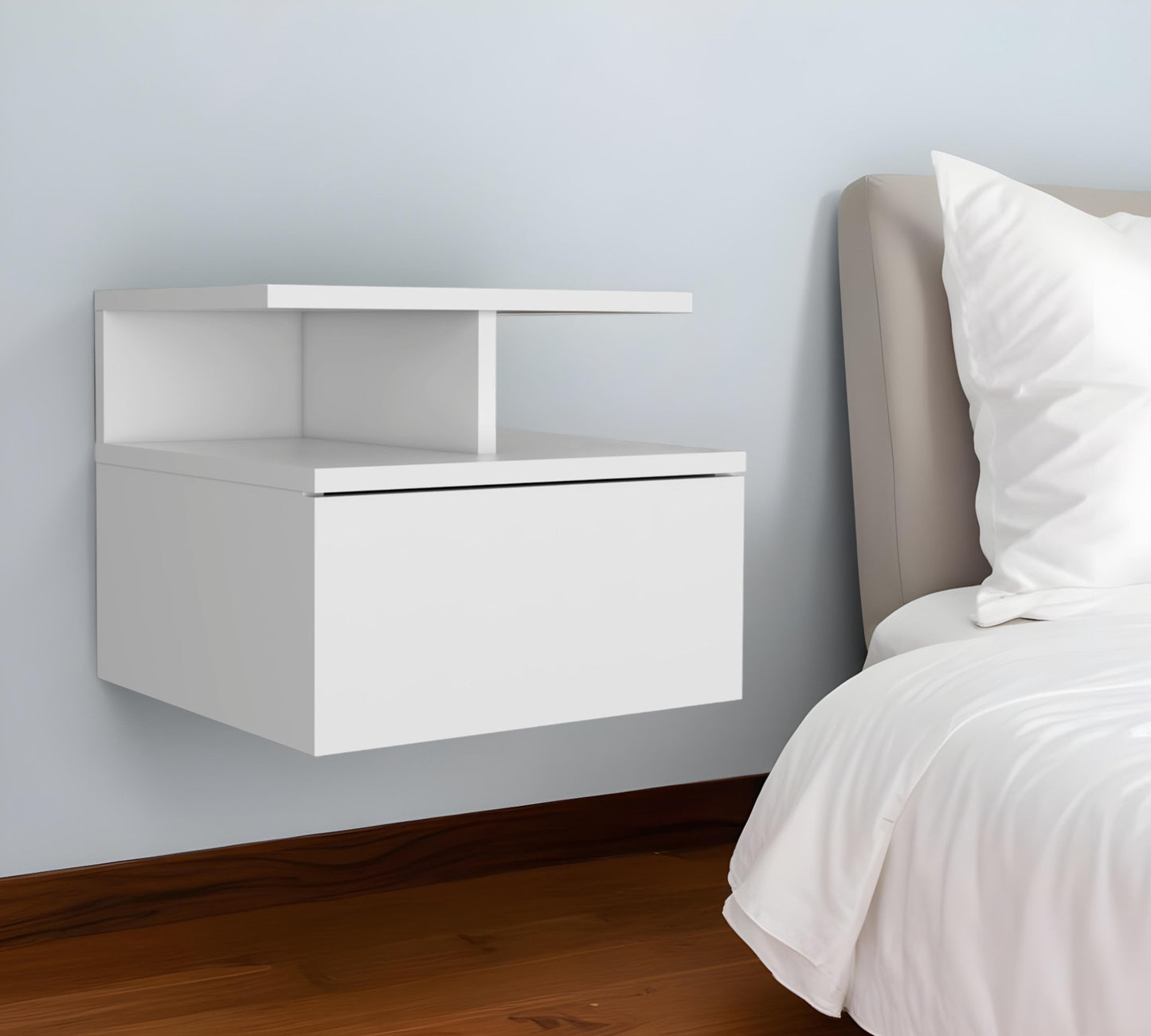 12" Wood One Drawer Floating Nightstand