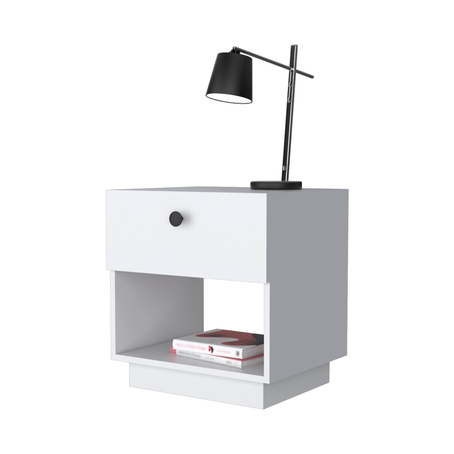 20" White Wood One Drawer Nightstand with Integrated Tech