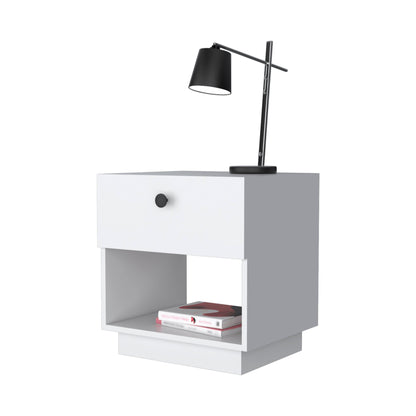 20" White Wood One Drawer Nightstand with Integrated Tech