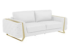 Three Piece Indoor White Italian Leather Six Person Seating Set