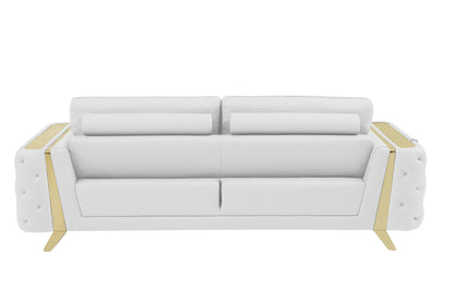 Three Piece Indoor White Italian Leather Six Person Seating Set