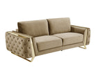 Two Piece Indoor Beige Velvet Five Person Seating Set