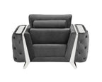 Three Piece Indoor Dark Gray Velvet Six Person Seating Set