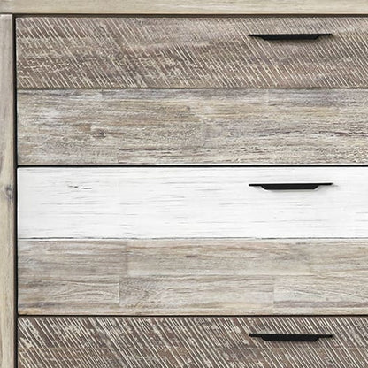 63" Natural and Ivory Solid Wood Six Drawer Double Dresser