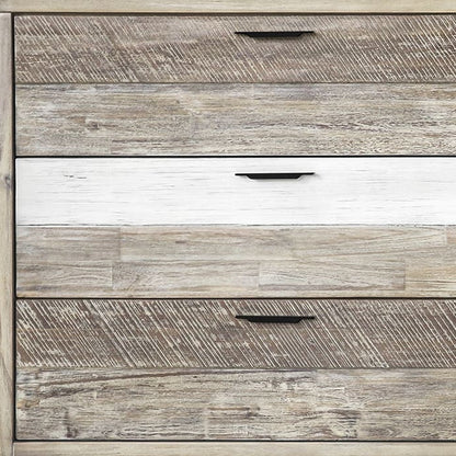63" Natural and Ivory Solid Wood Six Drawer Double Dresser